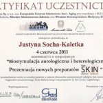 2011 Certyfikat za udział w sympozjum 
