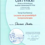 2004 Certyfikat uczestnictwa w konferencji - leczenie ran przewlekłych, kompresoterapia