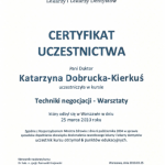2010 Uczestnictwo w kursie pt.: Techniki negocjacji - Warsztaty
