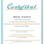 2008 Certyfikat uczestnictwa w sympozjum