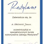 2001 Szkoleniowy kurs wykonywania zabiegu Restylane