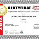 2012 Certyfikat Zaufania Pacjentów