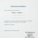 2004 Certyfikat uczestnictwa w kongresie, Francja