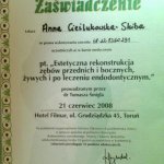 2008 Uczestnictwo w kursie Anna Cieślukowska-Skiba