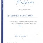 2006 Certyfikat uczestnictwa w kursie z użycia Restylane Vital