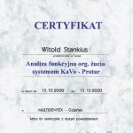 2000 Uczestnictwo w kursie pt.: Analiza funkcyjna org. żucia systemem KaVo - Protar