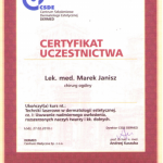 2010 Ukończenie kursu pt.: Techniki laserowe w dermatologii estetycznej cz. I