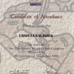 1999 Certyficate of Attendance