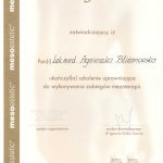 2004 Agnieszka Bliżanowska - szkolenie z mezoterapii
