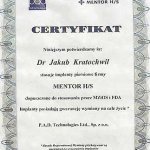  Certyfikat potwierdzający stosowanie implantów piersiowych firmy Mentor H/S