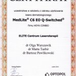 2010 Uczestnictwo w szkoleniu z zakresu użytkowania lasera dermatologicznego MedLite C6 EO Q-Switched