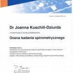 2004 Certyfikat uczestnictwa w kursie podstawowym: Ocena badania spirometrycznego